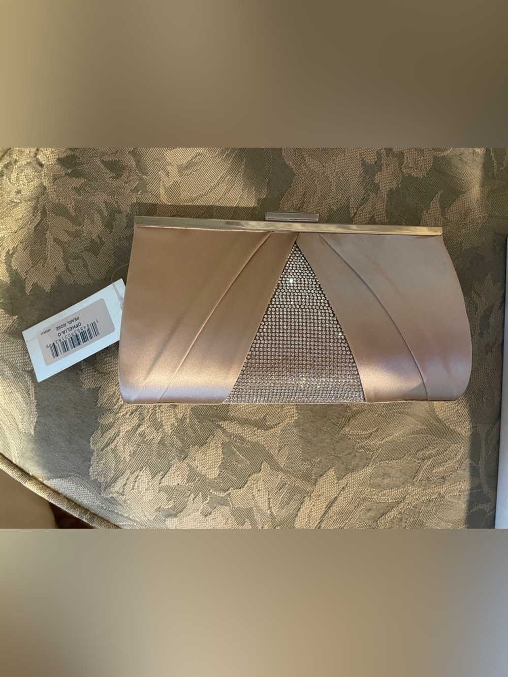 Shimmery Rose Gold Satin Clutch